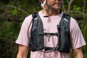 Bikeradar reviewer wearing EVOC Hydro Pro 3 Hydration vest